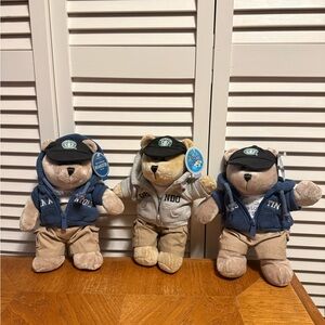 Lot of 3 New 2007 Starbucks Bearista Local Bears AUSTIN ORLANDO SAN ANTONIO NWT